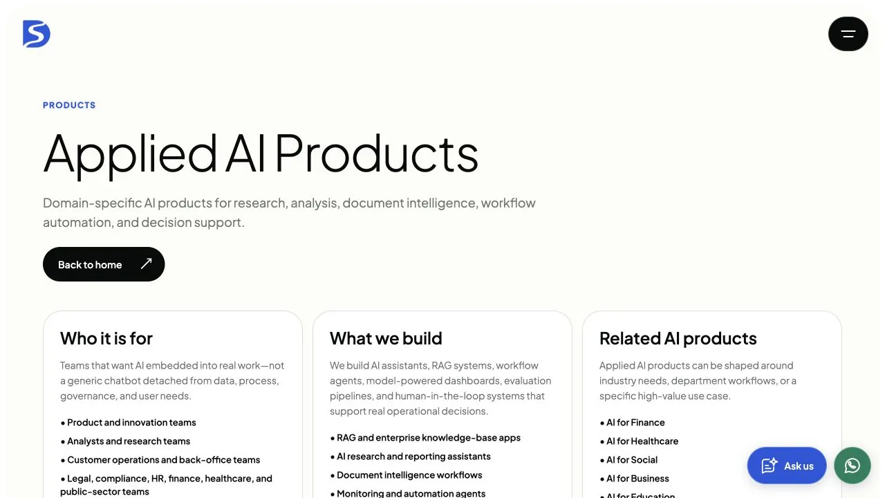 Applied AI Products website screenshot